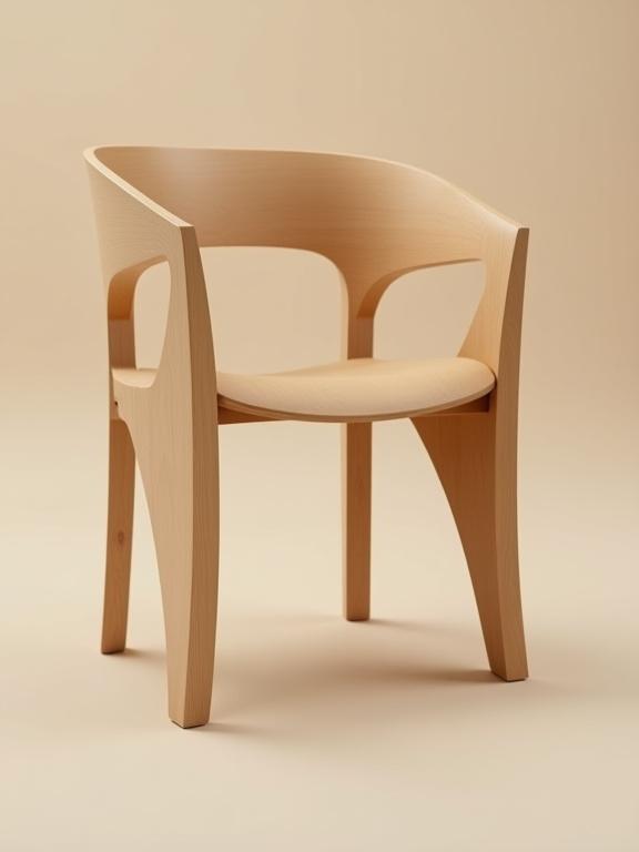 Chaise de salle à manger élégante en hêtre courbé.